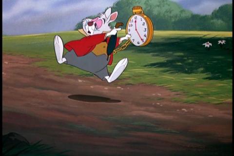 white rabbit running late